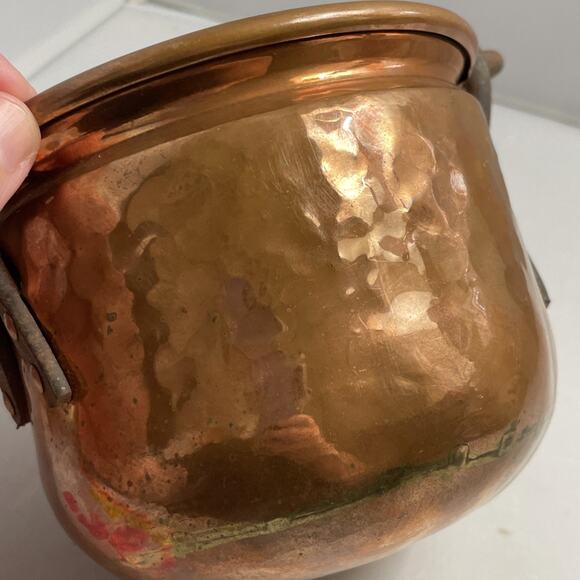 Small Dutch Copperware Handmade Copper Pot Wrought Iron‎ Handle Cauldron Ireland - Picture 3 of 7